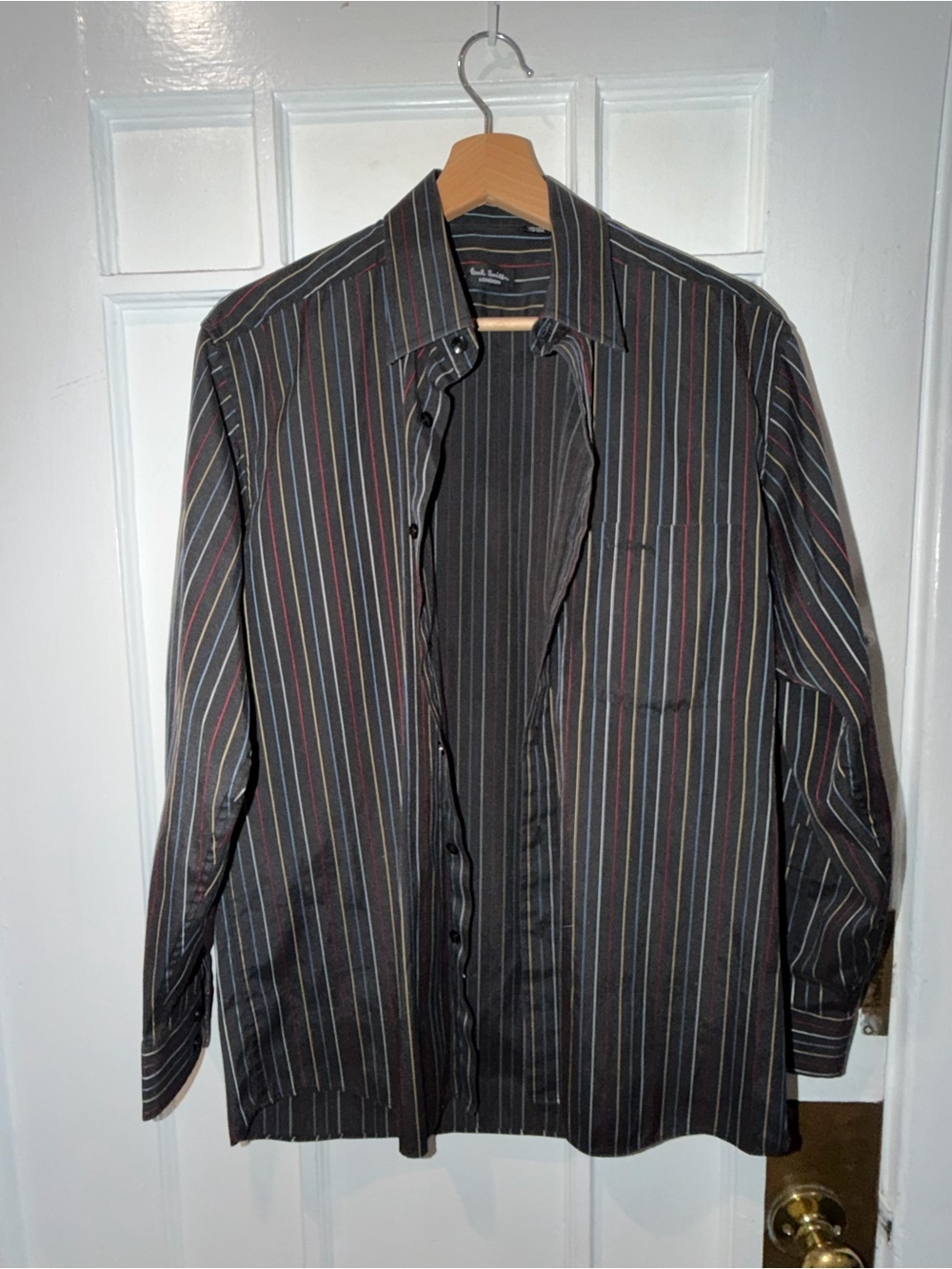 Paul Smith Black Shirt with Multicolor Pinstripes